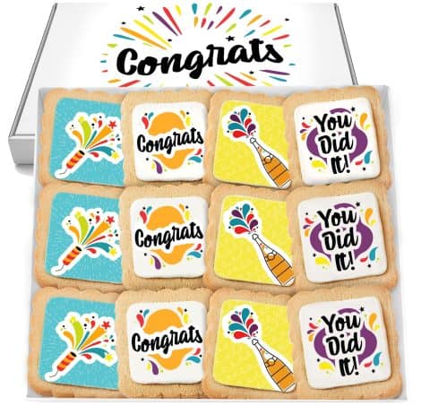 Celebrate Gift Cookies: 12-pack basket filled with nut-free, kosher cookies to gift for graduation and more.