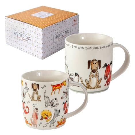 Cute Dog Coffee Mug Set – 12 oz Ceramic Cups for Coffee or Tea, Perfect Gift for Dog Lovers (2pcs, Funny Dogs)