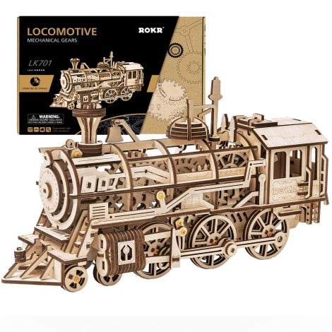 3D Wooden Locomotive Puzzle – Build it yourself! Challenging brain teaser game perfect for gifting on special occasions.