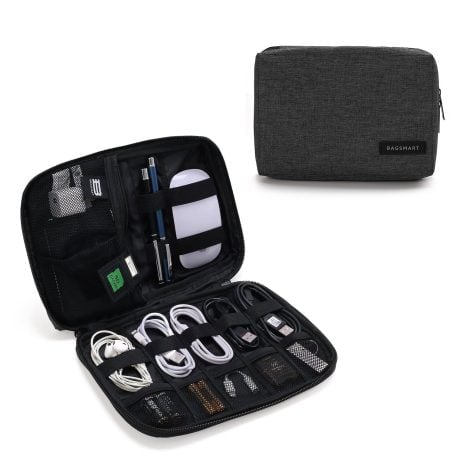 BAGSMART Travel Electronics Organizer: Compact cord bag for your tech essentials, perfect for men and women.