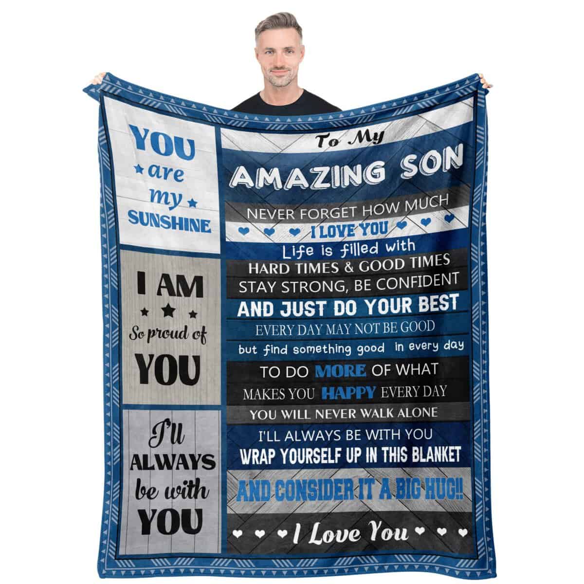 Gifts for Son, Son Gifts Blanket, Gifts for Son from Mom, Gift for Son, to My Son Birthday Gifts, Birthday Graduation Gifts for Son, Gifts for Adult Son, Gifts for Grown Son Throw Blanket 60"X 50"