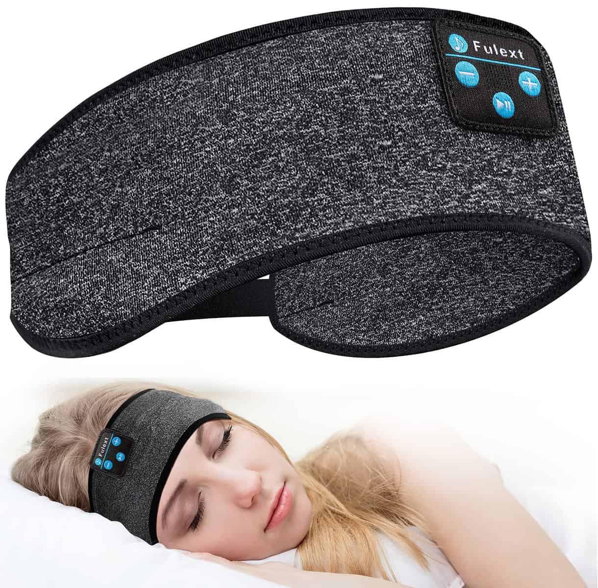 Sleep Headphones Bluetooth Sleeping Headband - Adjustable Headband Headphones for Side Sleeper, Elastic Sleep Band Earbuds Cozy ASMR Wireless Eye Mask Cool Gadgets Electronic Tech Gifts for Men Women