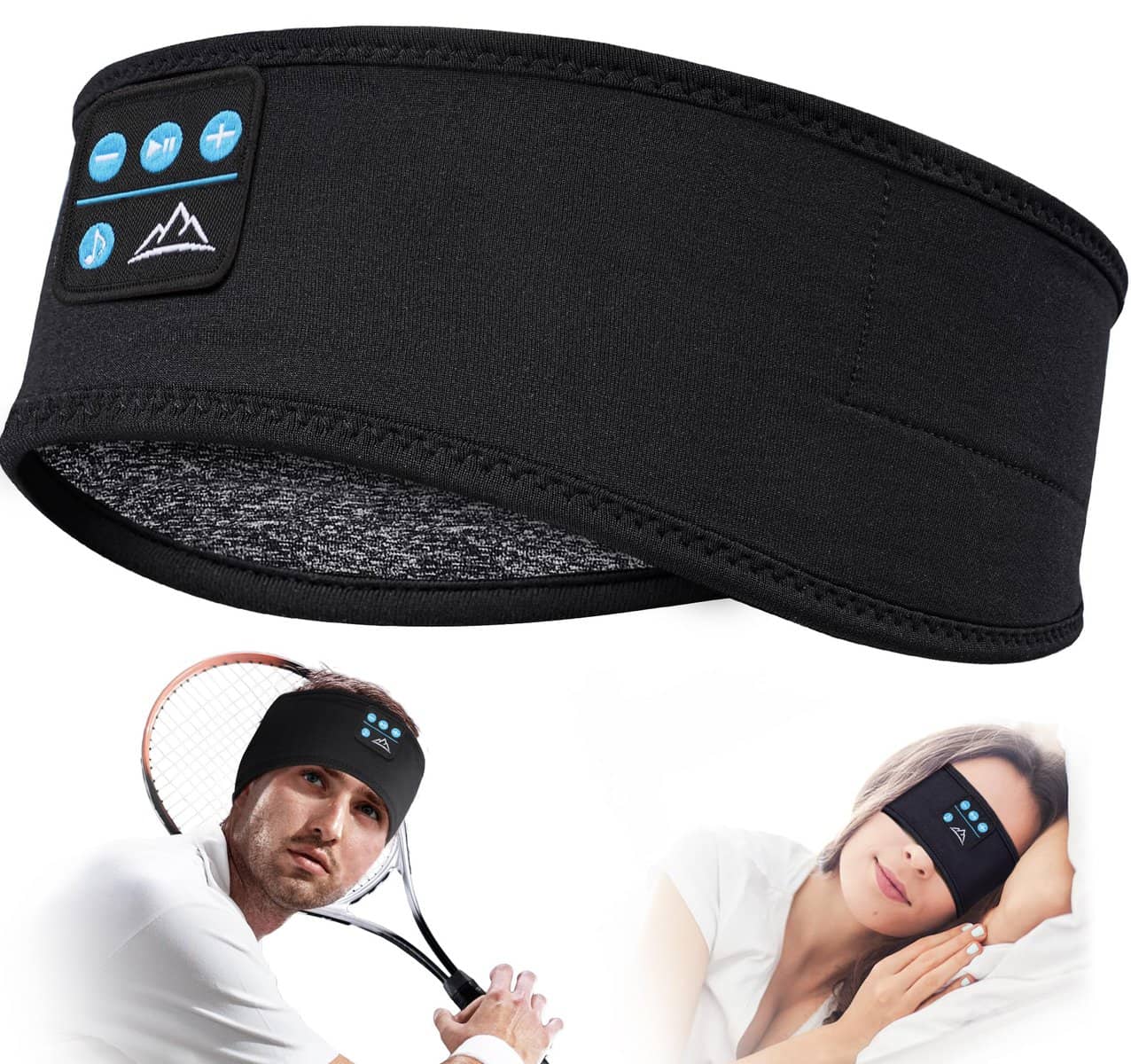 Sleep Headphones Bluetooth Sleeping Headband - Elastic Sleeping Headphones for Side Sleeper Gifts Stocking Stuffers for Men Women Comfy Music Sleep Band Earbuds Cozy ASMR Ear Muffs Wireless Eye Mask