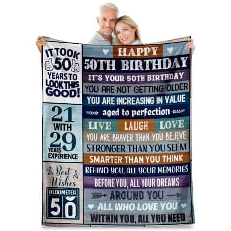 Celebrate his 50th birthday with this hilarious Fannel Throw Blanket, a perfect and cozy gift for Dad or Husband!