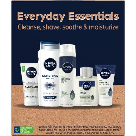 NIVEA MEN Sensitive Skin Care Set: Complete Collection, 5-Piece Set for Your Skin Needs.