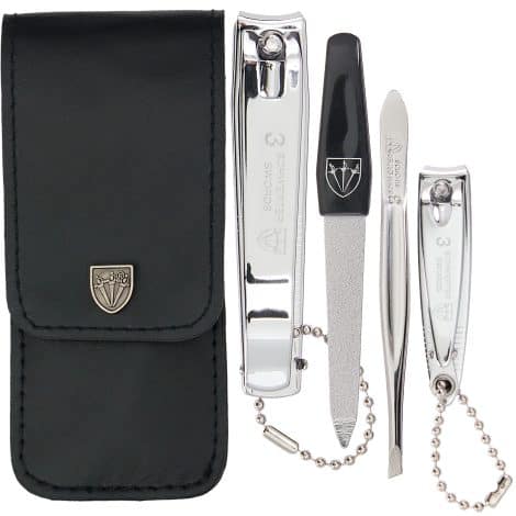 3 Swords Germany presents a premium 4-piece manicure pedicure set, perfect for professionals. Comes in a stylish gift box.