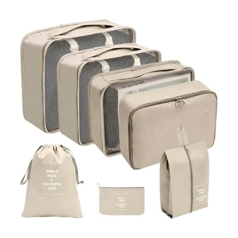 Travel Essential Packing Cubes: 7PCS Compression Bags for Carry-on Luggage, Perfect for Men and Women.