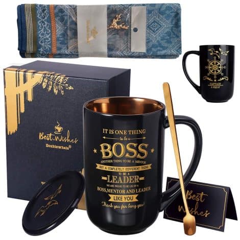 Best Boss Mug – Perfect Gift for Male Boss, Coworker, or Friend – Large 18Oz Black Porcelain Mug