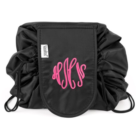 Lazy Drawstring Makeup Bag with Personalized Monogram, the perfect gift for women, with large capacity and portable design.