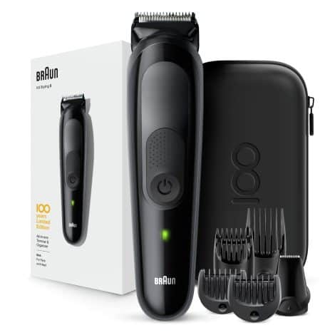 Braun 100 Years Design Edition Multi Grooming Kit – 6-in-1 Trimmer with Combs, Clippers & Precision Cutter.