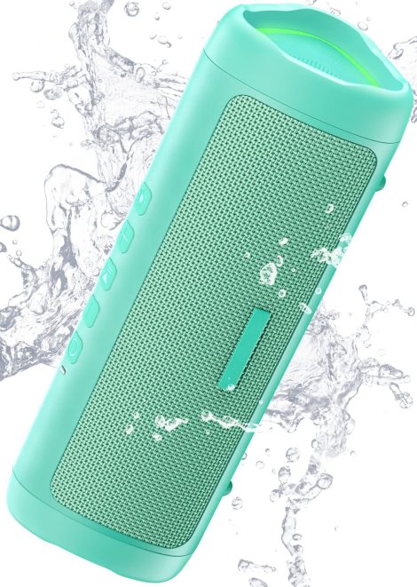 Waterproof Teal Bluetooth Speaker with High-definition Sound, Long-lasting Battery, Portable for Home, Party, Outdoor Activities.