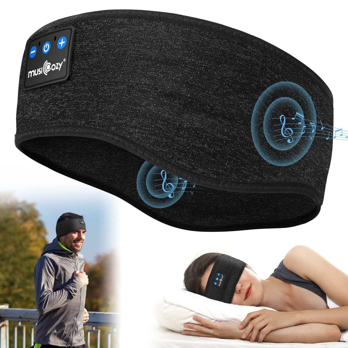 MUSICOZY Sleep Headphones Bluetooth Headband, Wireless Headband Headphones Sleeping Earbuds Ideal Christmas Unique Gifts for Men Women Girl Boys for Yoga Travel Cool Tech Gadgets