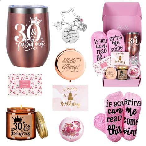 Tecanne 30th Happy Birthday Gift Set for Her: Wife, BFF, Sisters, or Daughter – Personalized Gift Basket!