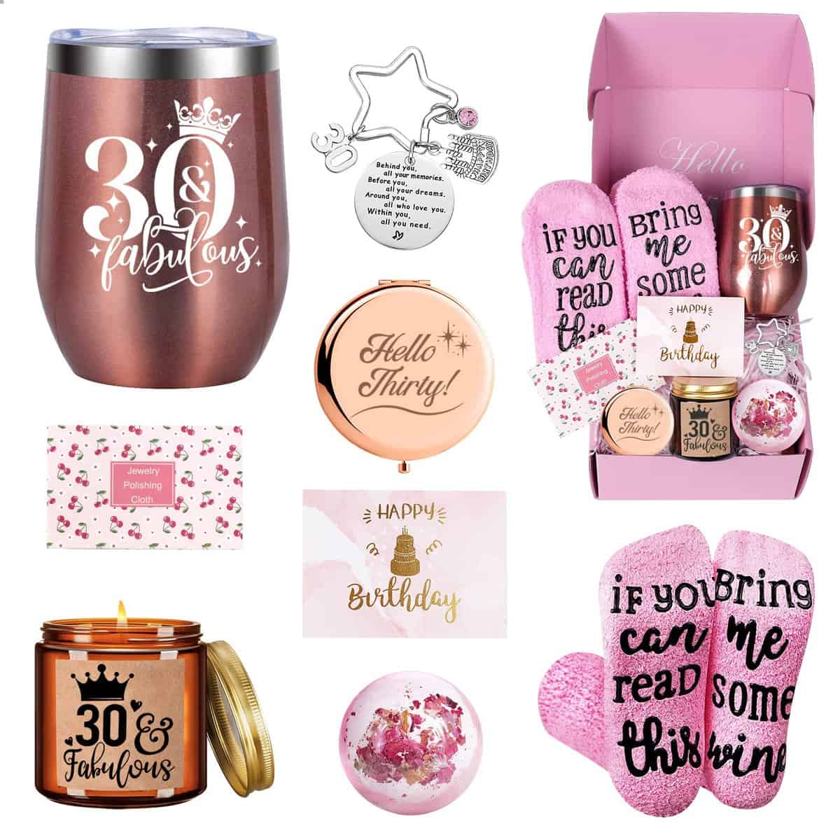 Tecanne 30th Birthday Gifts for Women, Personalised Gift Basket for Your Wife, Best Friends, Sisters, Daughter, Happy 30 Years Old Gift Ideas for Her