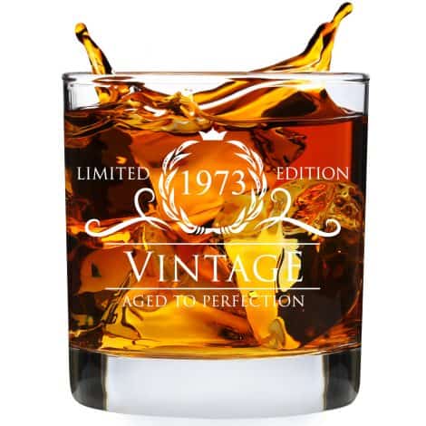 Cheers to 50 Years! Give Dad a nostalgic sip with this 1973 Vintage Whiskey Glass. Perfect birthday gift!