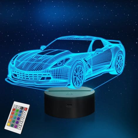 YuanDian Car Night Light: 3D LED Lamp for Car Enthusiasts, with 16 Color Options, USB/Battery Powered. Perfect Car Gift.