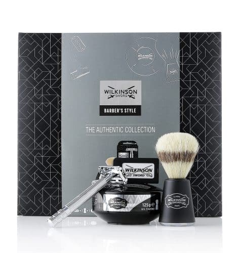 Wilkinson Sword Men’s Barber Style Shaving Set: Razor, Blades, Brush, and Soap Bowl for the perfect shave.