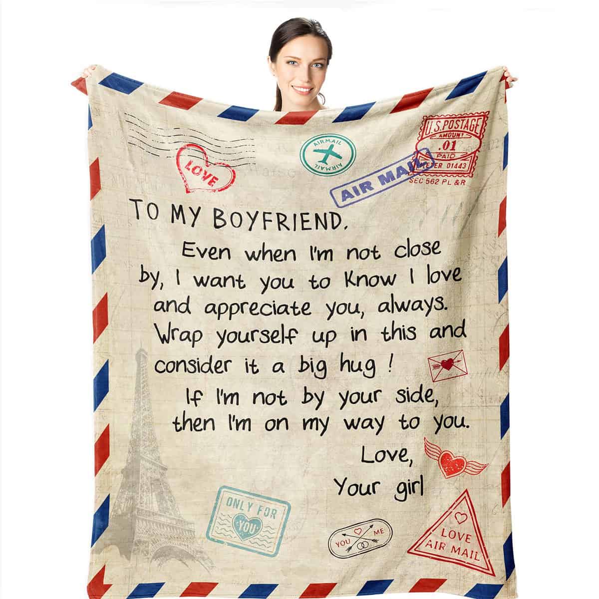 Wisegem Boyfriend Gifts - Boyfriend Blanket from Girlfriend - Sentimental Gifts for Boyfriend - Romantic Gifts for Him 60"x50" - Best Boyfriend Gifts for Men - Anniversary Birthday Gift Ideas