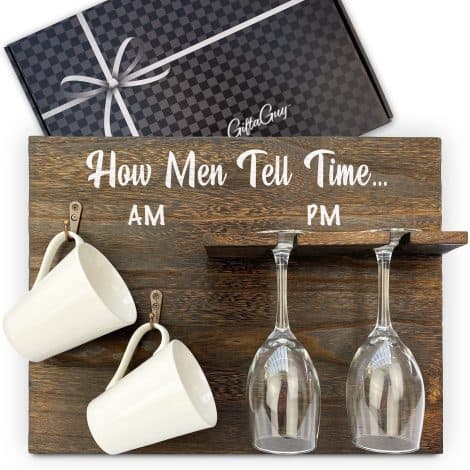 GIFTAGUY offers humorous and original presents for men who seem to own everything. Perfect for Christmas or birthdays, these personalized gag gifts come nicely packaged. Mugs and glasses not included.