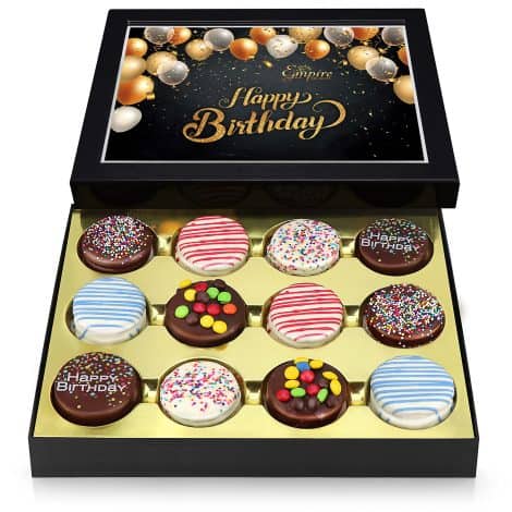 Delicious Chocolate Cookies Birthday Basket with Gourmet Chocolates for Him and Her, by Empire Delights, 12 pieces.