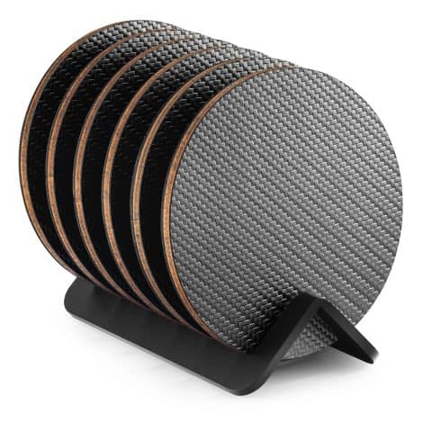 Sleek Drink Coasters Set with Holder | 6 High-Quality, Stylish Geometric Design | Furniture Protection | Luxury Gift Box.