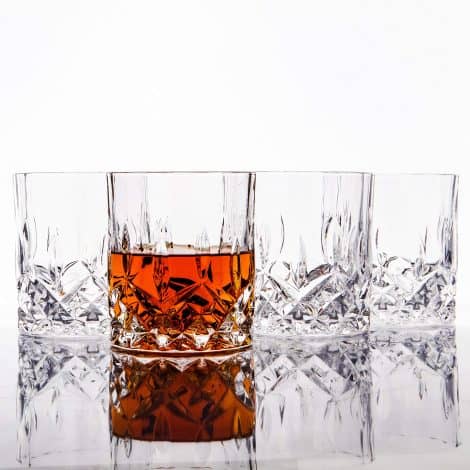 LEMONSODA Clear Crystal Whiskey Glasses – Perfect for Men – 10oz Lead-Free Glass Set (4)