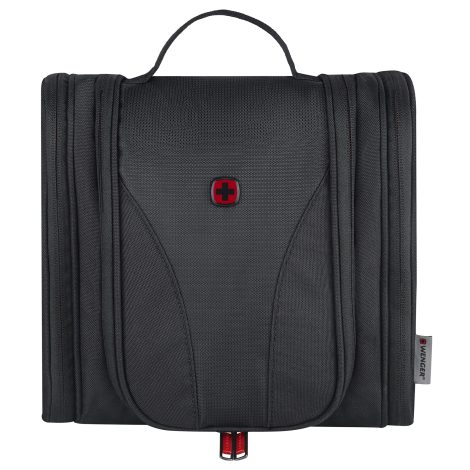 Black Swiss-designed WENGER Toiletry Bag & Kit with Antibacterial Lining, Hanging Hook – Functional Style!