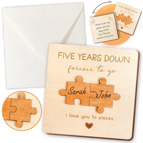 “Wooden 5th Anniversary Card for Couples – Funny Happy Anniversary Card for Him or Her, Unique Wood Gift”