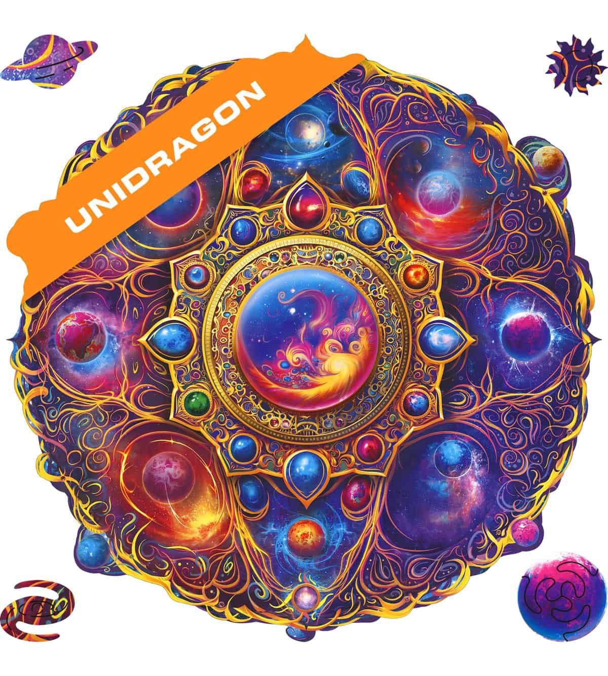 UNIDRAGON Original Wooden Puzzle Mandala Space Dreams Royal Size 17.7 x 17.7 in (45 x 45 cm) Puzzle for Adults and Kids Brain Teaser