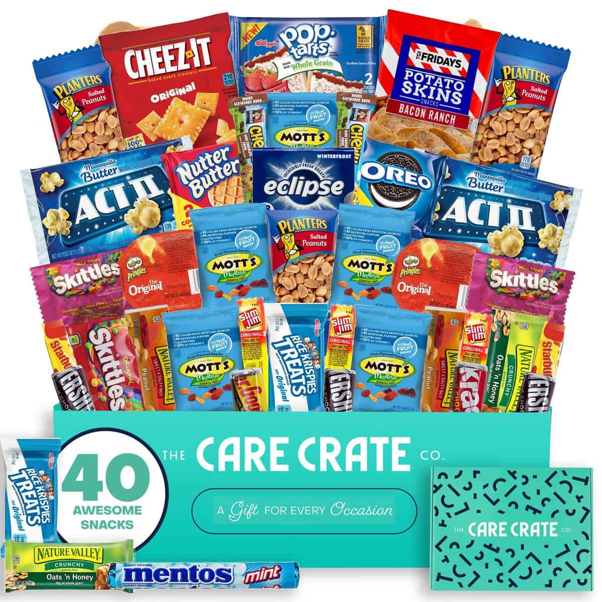 Snack Box Care Package ( 40 piece Snack Pack ) Valentines Day 2022 Candy Gift Basket Idea Chips Variety Pack, Pretzels, Candies and more!