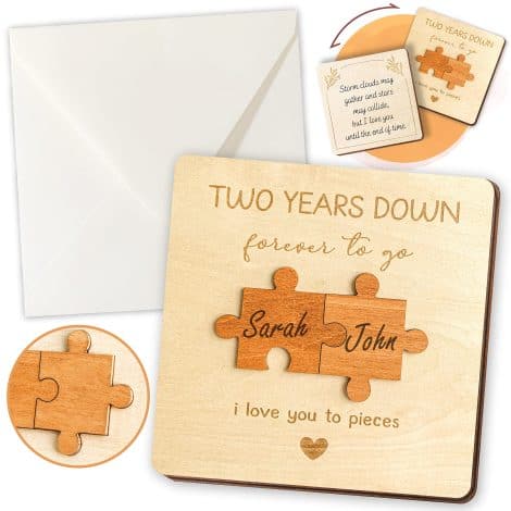 “Celebrate your love with the STOFINITY 2nd Anniversary Card, perfect for your spouse! Ideal 2-year wood gift.”