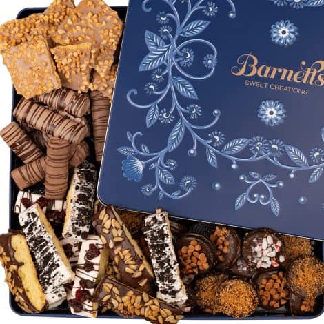 Barnetts Holiday Chocolate Gift Basket with Biscotti, Cookies, and Gourmet Candy – Perfect for Everyone!