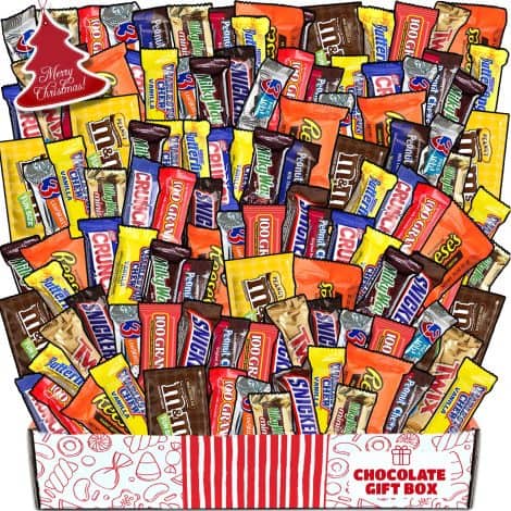 Holiday Chocolate Candy Gift Box – 3 lbs – Chocolate Gift Basket – Assorted Fun Size Treats – Perfect for Christmas, Birthdays, and Chocolate enthusiasts.