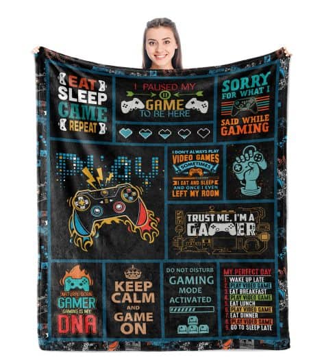 Punofell Ultimate Gaming Presents – Game Room Decor for Guys – Ideal Gamer Gifts – Gaming Blanket